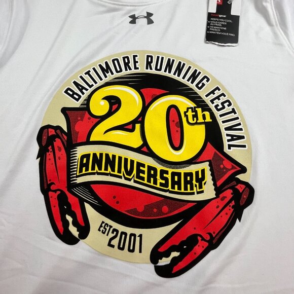Baltimore Running Festival 20th Anniversary Under Armour T-Shirt Women's L White - Picture 4 of 10